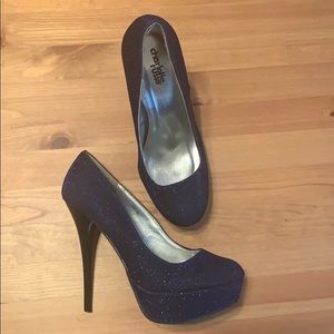Beautiful royal blue and black sparkly heels